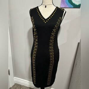 Catherine sleeveless black and gold dress